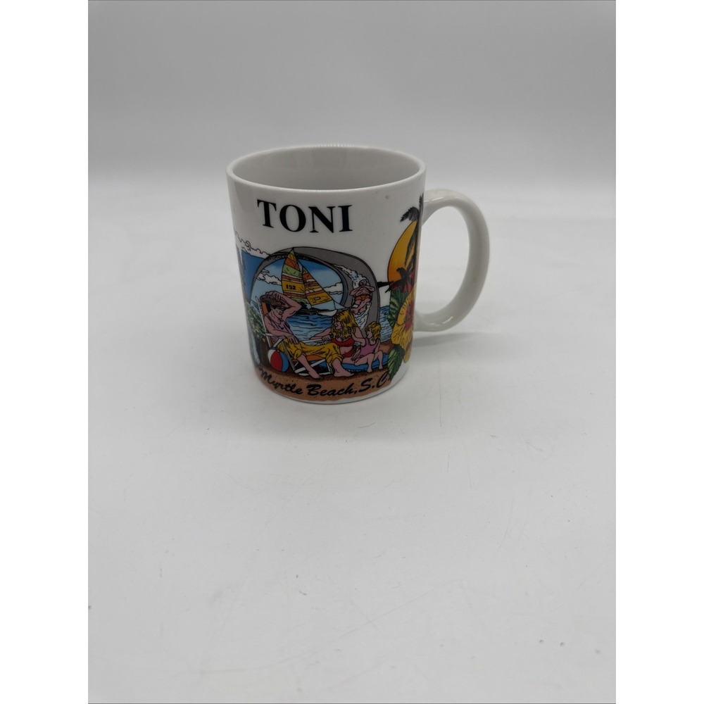 Vintage 1980s Myrtle Beach SC Souvenir Coffee Mug Toni Personalized Retro Beach